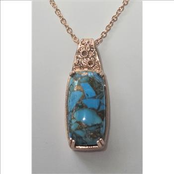 No Reserve Natural Matrix Chestnut Brine Turquoise Pendant & Chain Necklace