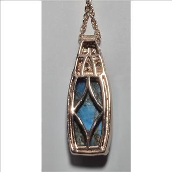 No Reserve Natural Matrix Chestnut Brine Turquoise Pendant & Chain Necklace