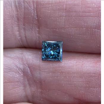 No Reserve  .70 ct Naturl Blue DIamond Princess Cut Loose Gemstone