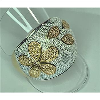 No Reserve Natural Diamond Flower Ring Size 9 RG