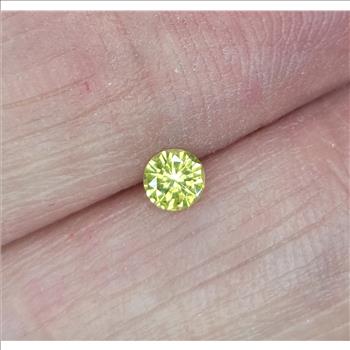 No Reserve .13 ct Natural Yellow Diamond Round Cut Loose Gemstone