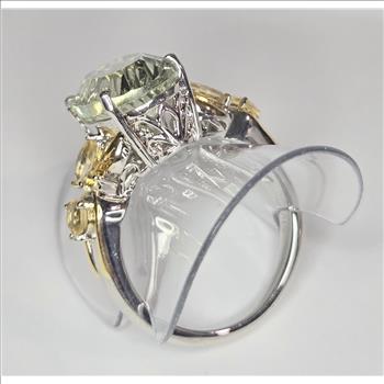 No Reserve Natural Green Amethyst Prasiolite & Citrine Ring Size 9