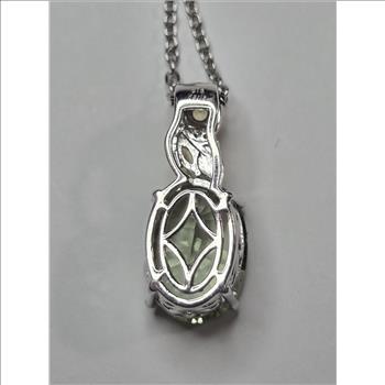 No Reserve Natural Green Amethyst Prasiolite & Citrine Pendant & Chain Necklace