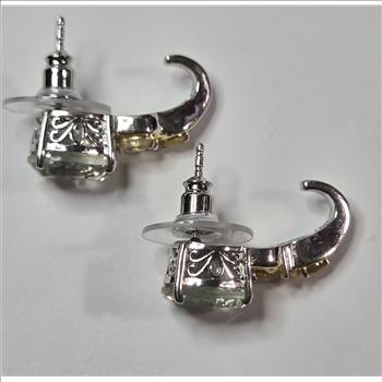 No Reserve Natural Green Amethyst Prasiolite & Citrine Earrings