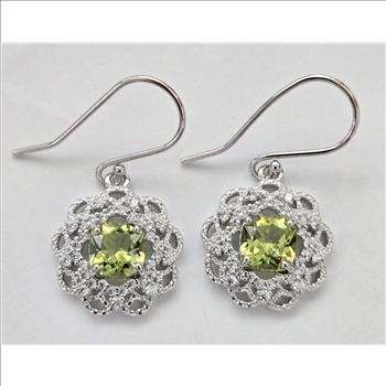 No Reserve Peridot & Zircon Dangle Earrings