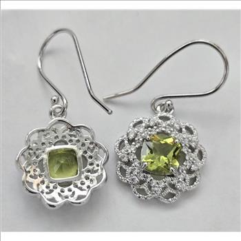 No Reserve Peridot & Zircon Dangle Earrings