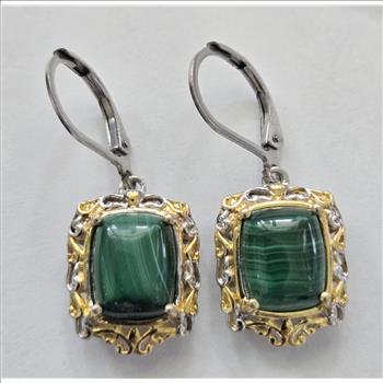 No Reserve Natural Malachite Dangle Earrings