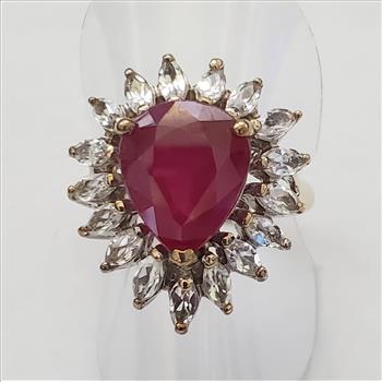 No Reserve Natural  Ruby & Topaz Ring Size 9