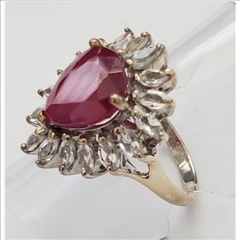 No Reserve Natural  Ruby & Topaz Ring Size 9