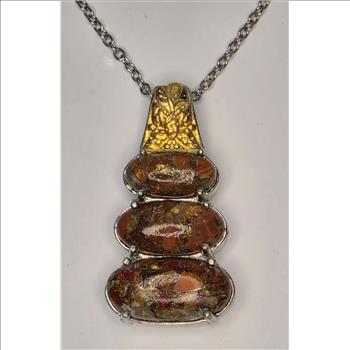 No Reserve Natural Matrix Opal Pendant & Chain Necklace