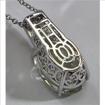 No Reserve Natural Green Amethyst & Chrome Diopside Pendant & Chain Necklace