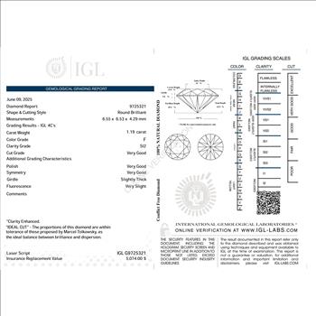 CERTIFIED 1.19 ct Natural Diamond Round Brilliant Cut Loose Gemstone