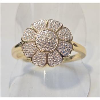 No Reserve Natural Diamond Flower Ring Size 7