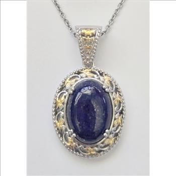 No Reserve Natural Lapis Lazuli Pendant & Chain Necklace