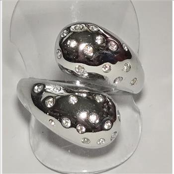 No Reserve Simulated Diamond Bypass Ring Size 7