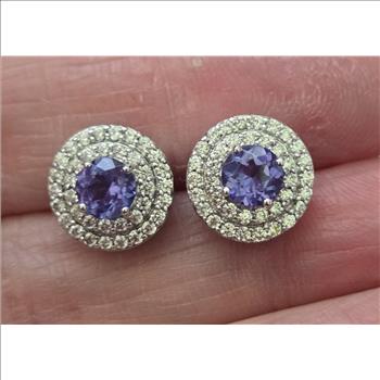 No Reserve Tanzanite & Zircon Stud Earrings
