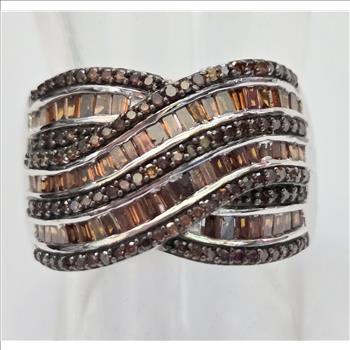 No Reserve 1.01 ct Natural Red Cognac Diamond Ring Size 11