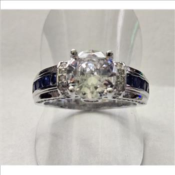 No Reserve Simulated Diamond & Sapphire Ring Size 7