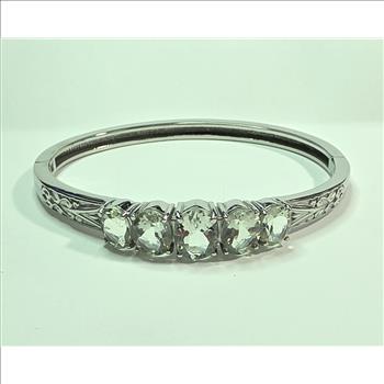 No Reserve Natural Green Amethyst Prasiolite Bangle Bracelet