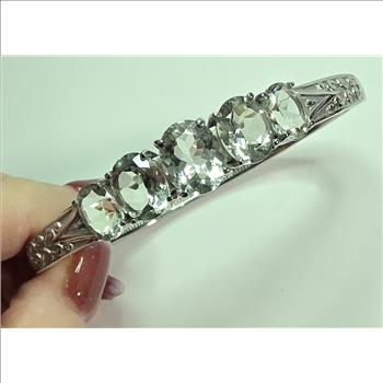 No Reserve Natural Green Amethyst Prasiolite Bangle Bracelet