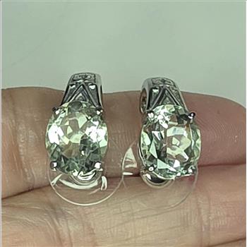 No Reserve Natural Green Amethyst Prasiolite Earrings