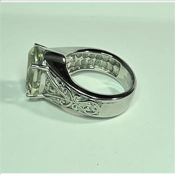 No Reserve Natural Green Amethyst Prasiolite Ring Size 7