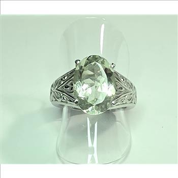 No Reserve Natural Green Amethyst Prasiolite Ring Size 10