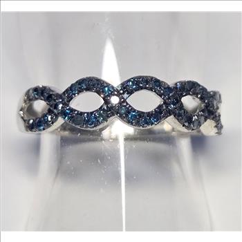 No Reserve .26 ct Natural  Blue Diamond Ring Size 6