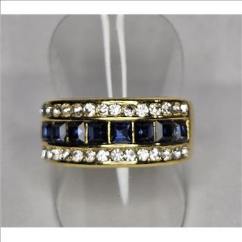 No Reserve Sapphire & Austrian Crystal Ring Size 11