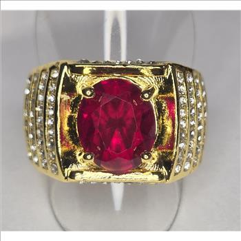 No Reserve Ruby & Zircon Ring Size 10