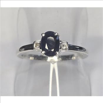 No Reserve Natural Sapphire & Diamond Ring Size 9