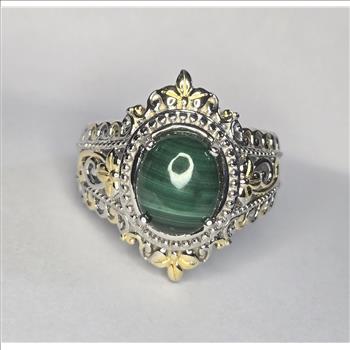 No Reserve Natural Malachite Ring Size 7