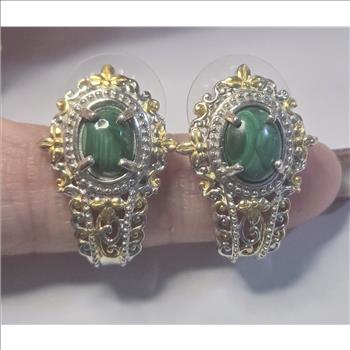 No Reserve Natural Malachite Earrings