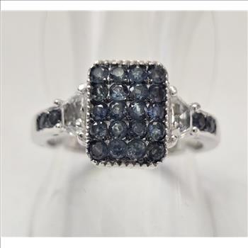No Reserve Natural Sapphire & Zircon Ring Size 10