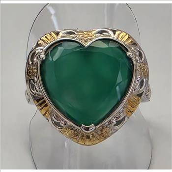 No Reserve Natural Verde Green Onyx Ring Size 7