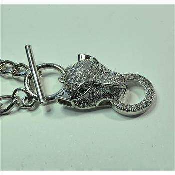 No Reserve Simulated Diamond & Emerald Panther Bracelet