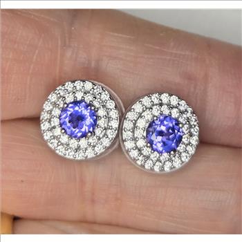 No Reserve Tanzanite & Zircon Stud Earrings