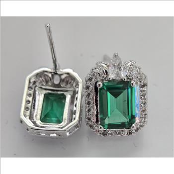 No Reserve Emerald & Zircon Earrings