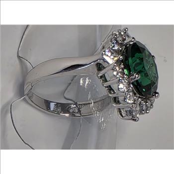 No Reserve Emerald & Zircon Ring Size 5