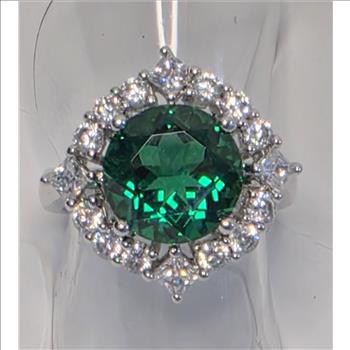 No Reserve Emerald & Zircon Ring Size 5