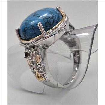 No Reserve Blue Howlite, Brazilian Smoky Quartz Ring Size 7