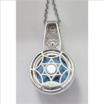 No Reserve Blue Howlite, Brazilian Smoky Quartz Pendant & Chain Necklace