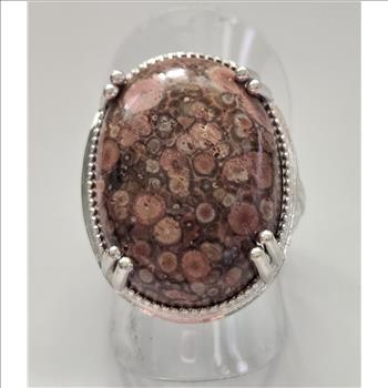 No Reserve Natural Poppy Jasper Ring Size 7