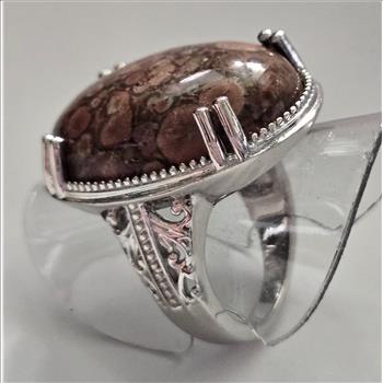 No Reserve Natural Poppy Jasper Ring Size 7