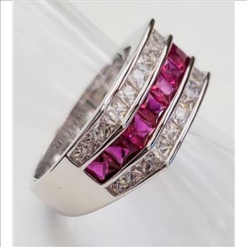No Reserve Ruby & Simulated Diamond Ring Size 10