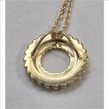 No Reserve Natural Diamond Circle Pendant & Chain Necklace