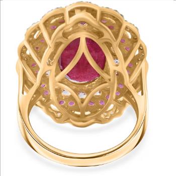 No Reserve 13.75 ct Natural Ruby & Zircon Ring Size 8