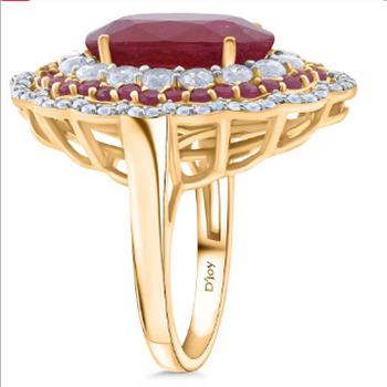 No Reserve 13.75 ct Natural Ruby & Zircon Ring Size 8