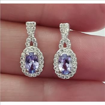No Reserve Natural Tanzanite & Zircon Earrings