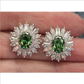 No Reserve Emerald & Zircon Earrings